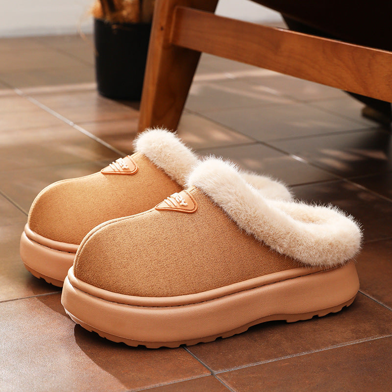 Women's Winter Wear Non-slip Thick Bottom Simple Fashion Home Fluffy Slippers