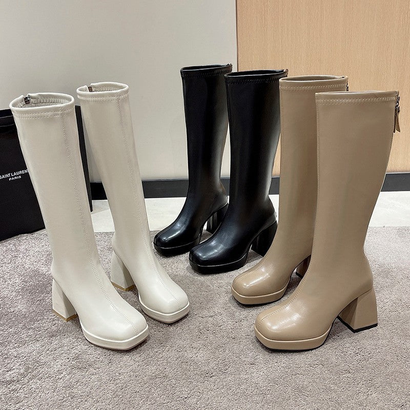 Plus Size Long Tube Rear Zipper Martin Boots